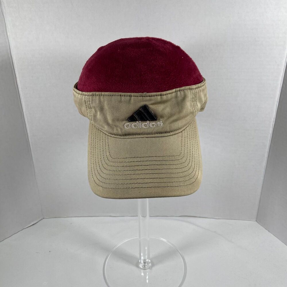 Adidas Climalite Visor Adult Adjustable Tan Burgundy Golf Tennis Hat